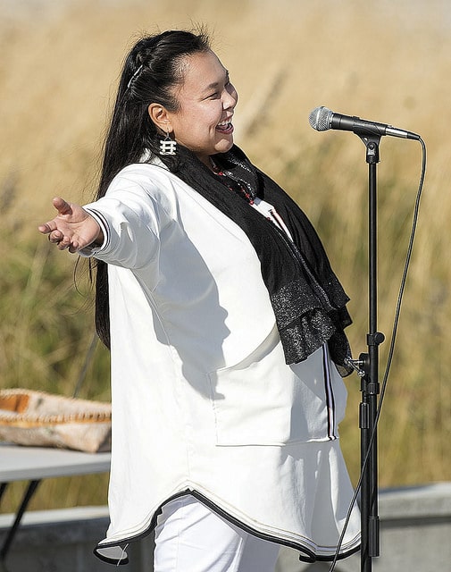 Tribal doctor Estelle Thompson public speaking