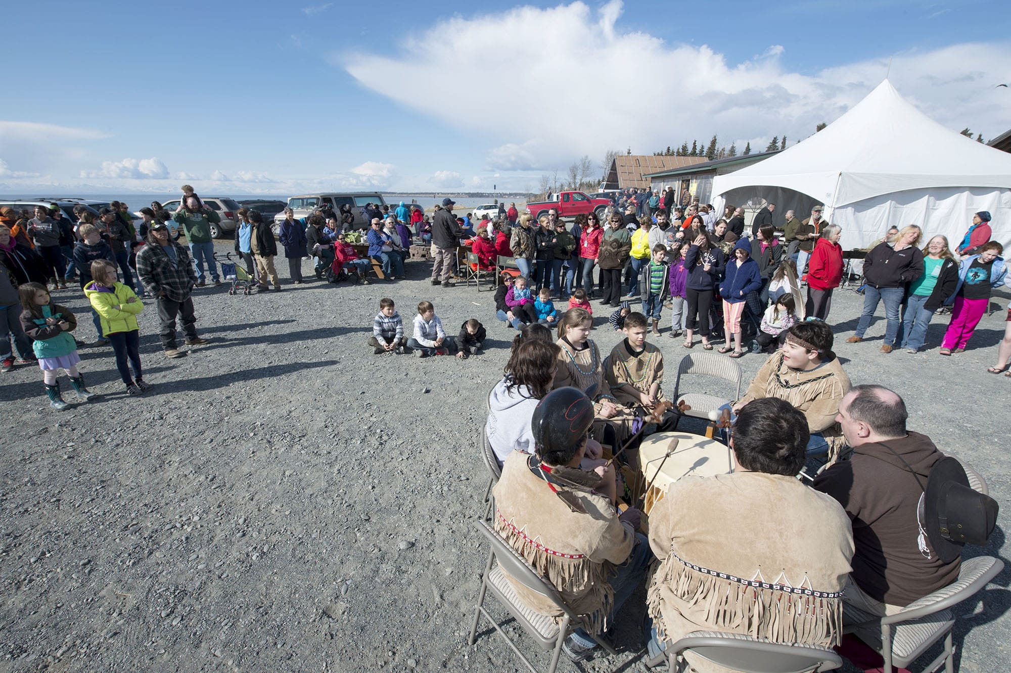 The Jabila’ina Dancers perform at the opening day of the tribe’s educational fishery on May 1, 2014.